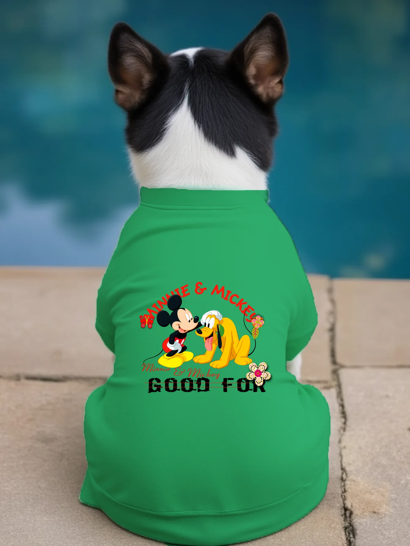 1pc GOOD FOR Mickey and Dog Printed Pet Short Sleeve T-shirt