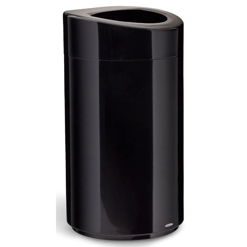 Safco Open-Top Contemporary-Style Trash Can, Stainless Steel, 30 Gallon, Black