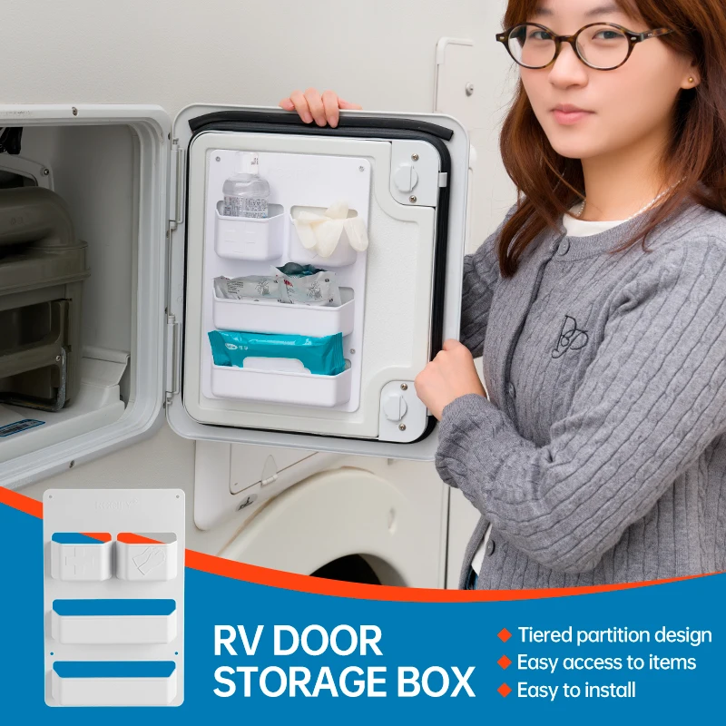 

RV Waste Tank Door Storage Box Sewer Compartment Door Organizer for Caravan Camper Motorhome