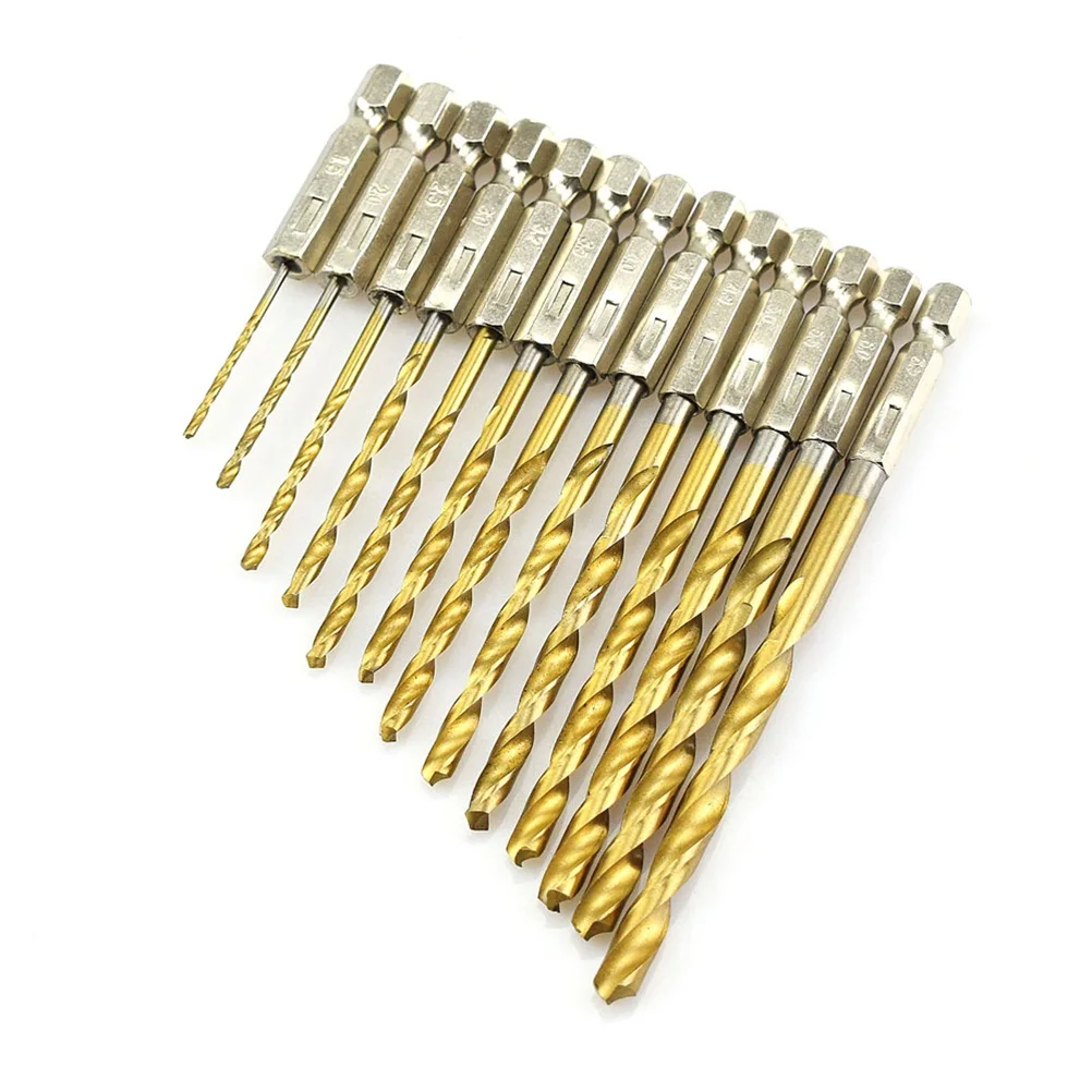 13pcs 1.5-6.0mm Tungsten Carbide Twist Drill Bit Power Tool HSS Titanium Coated Drill Bit