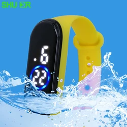 Crianças Relógio De Pulso Para Meninos Esporte Crianças Relógios Digitais À Prova D' Água Moda Colouful Silicone Strap Led Teen Girl Gift Clock Novo