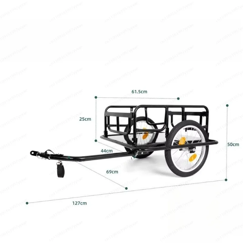 Heavy‑Duty Foldable Bicycle Cargo Trailer, Large‑Capacity Bike Freight Cart with 16‑Inch Wheels