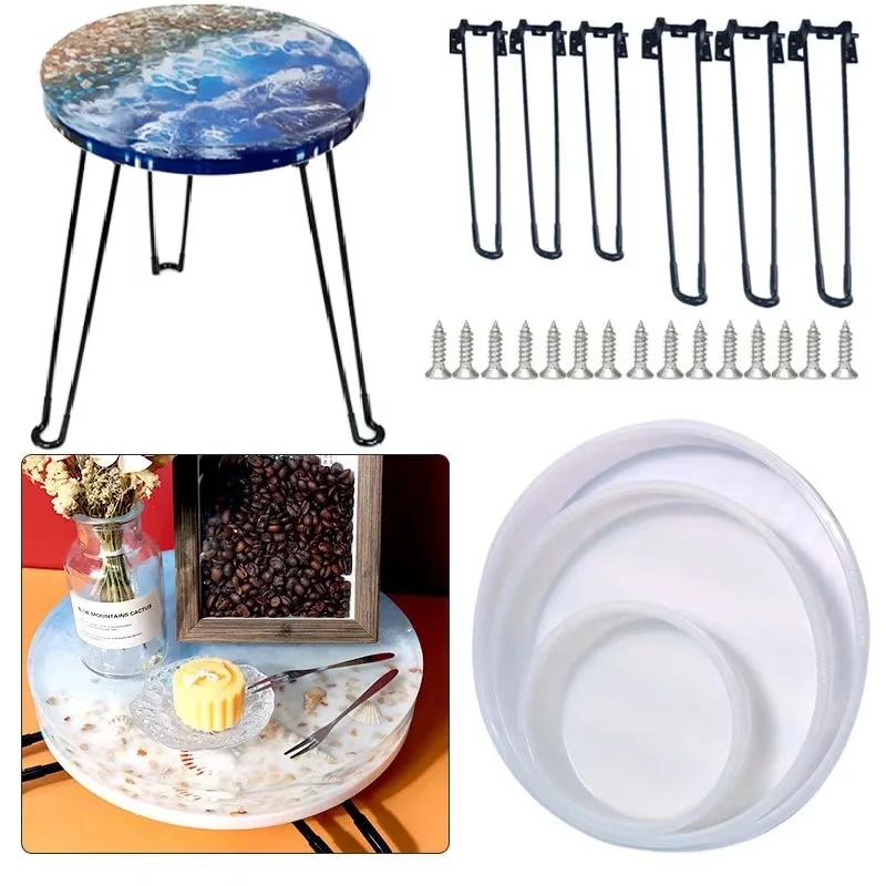 Bandeja redonda grande, Molde de resina UV, escritorio de cristal, molde de silicona DIY, molde de mesa de río, disco de fruta, plato de té, posavasos, herramientas de molde