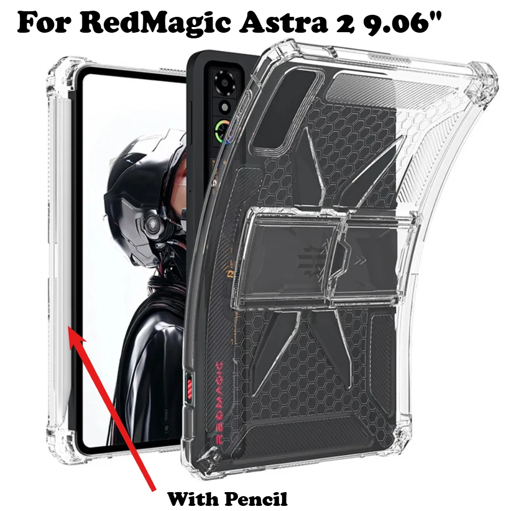 2026 Clear Soft TPU Foldable Kickstand Case for RedMagic Astra 2 Gaming Tablet 3 5 Pro 9.06