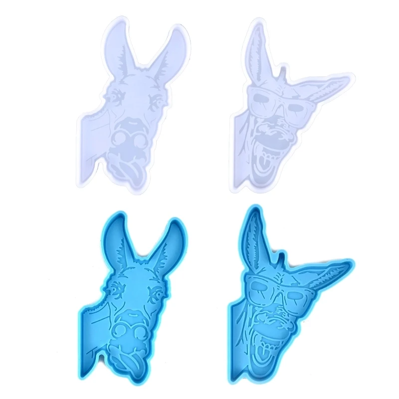 Resin Silicone Mold Glasses Donkey Head Keychain Pendant Jewelry Mould DIY