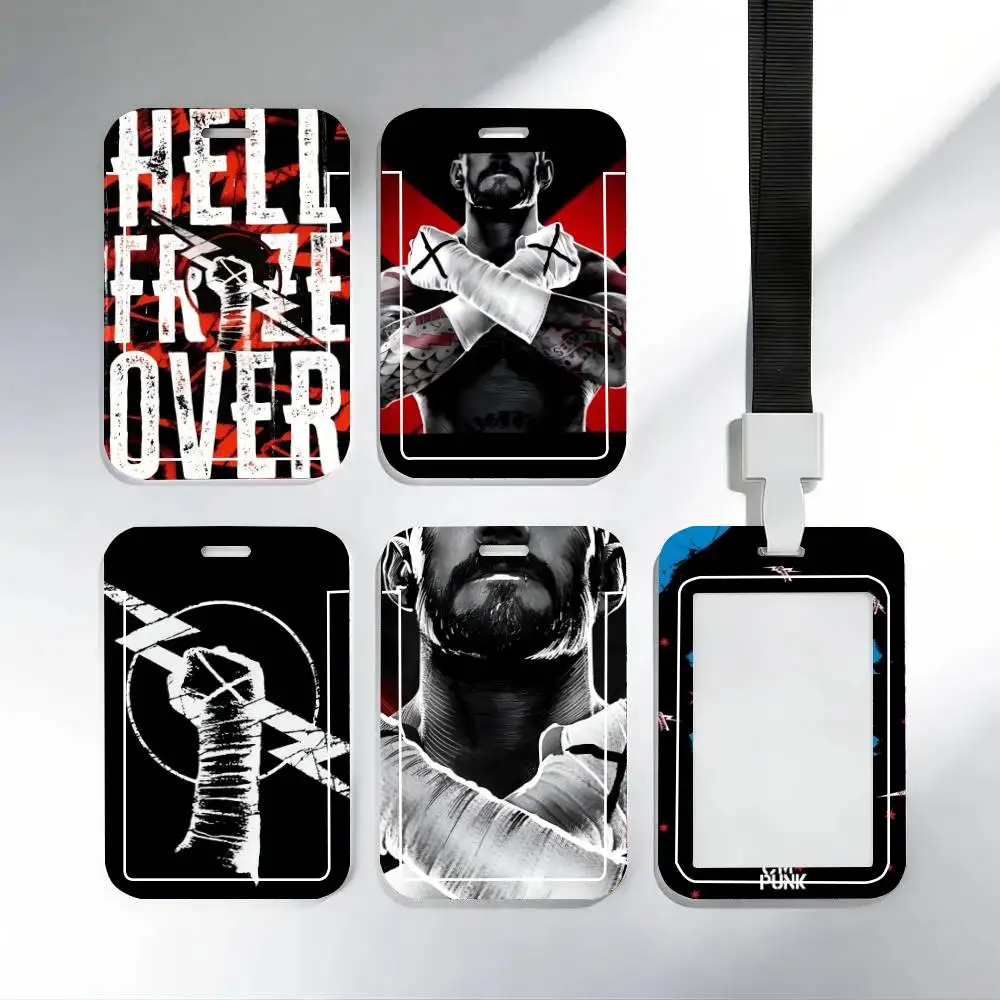 Game W-WWE Cm Punk Porta-tarjetas de identificación, Colgante de cuello, Porta-crachá, Cordones, Llavero, Credencial de trabajo