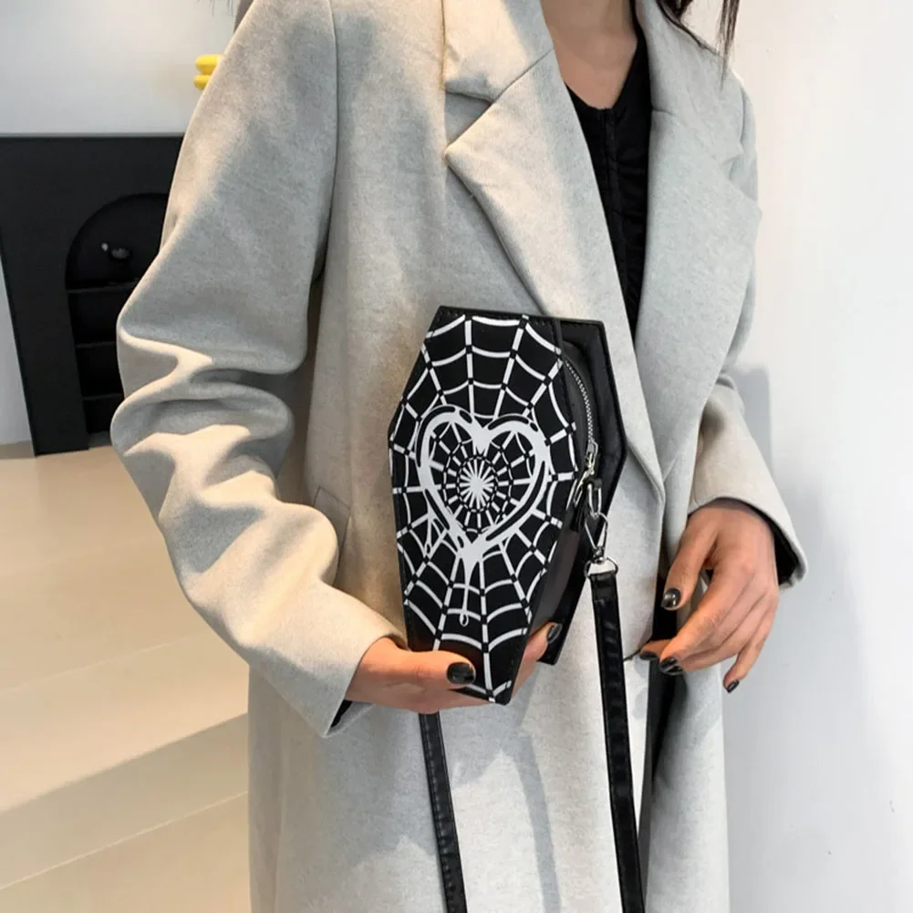 

Coffin Shaped Crossbody Bag for Women Novelty Shoulder Bag Funny Gift Spider Web Messenger Bag Trendy Handbag Purse Women's Bag