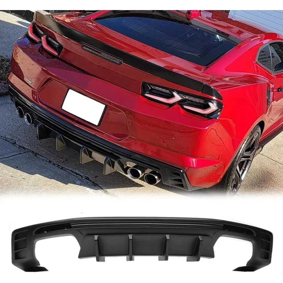 المصد الخلفي الناشر الشفاه متوافق مع 20162024 كامارو باستثناء ZL1 نموذج PP ماتي الأسود الخلفي السفلي الشفاه الستارة الفاصل 3 قطعة