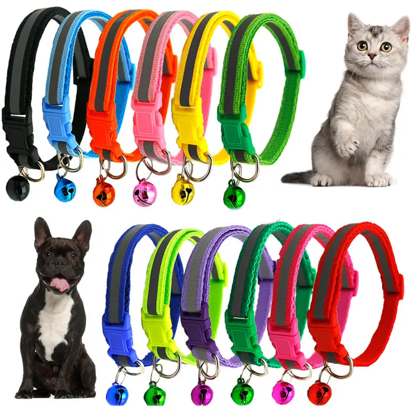 

Color Buckle Reflective Collar Bell Collar Pet Dog Cat Collar Cat Accessories Harness for Dogs Collar Things for Dogs Pets Items