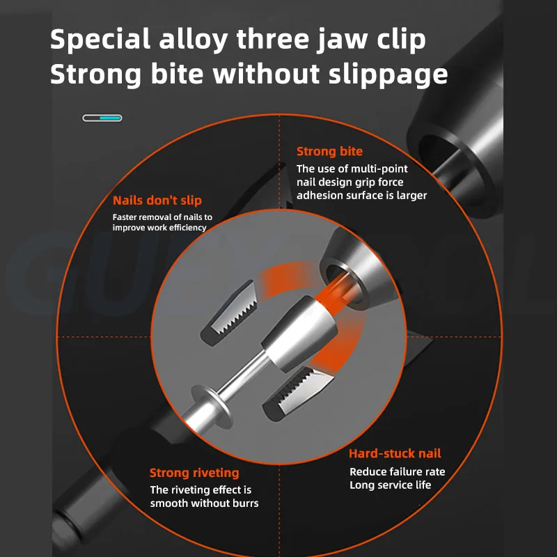 Pistol paku keling otomatis 3990W inti baja tahan karat menarik pistol mur listrik tanpa gangguan kuku retraksi kuku otomatis