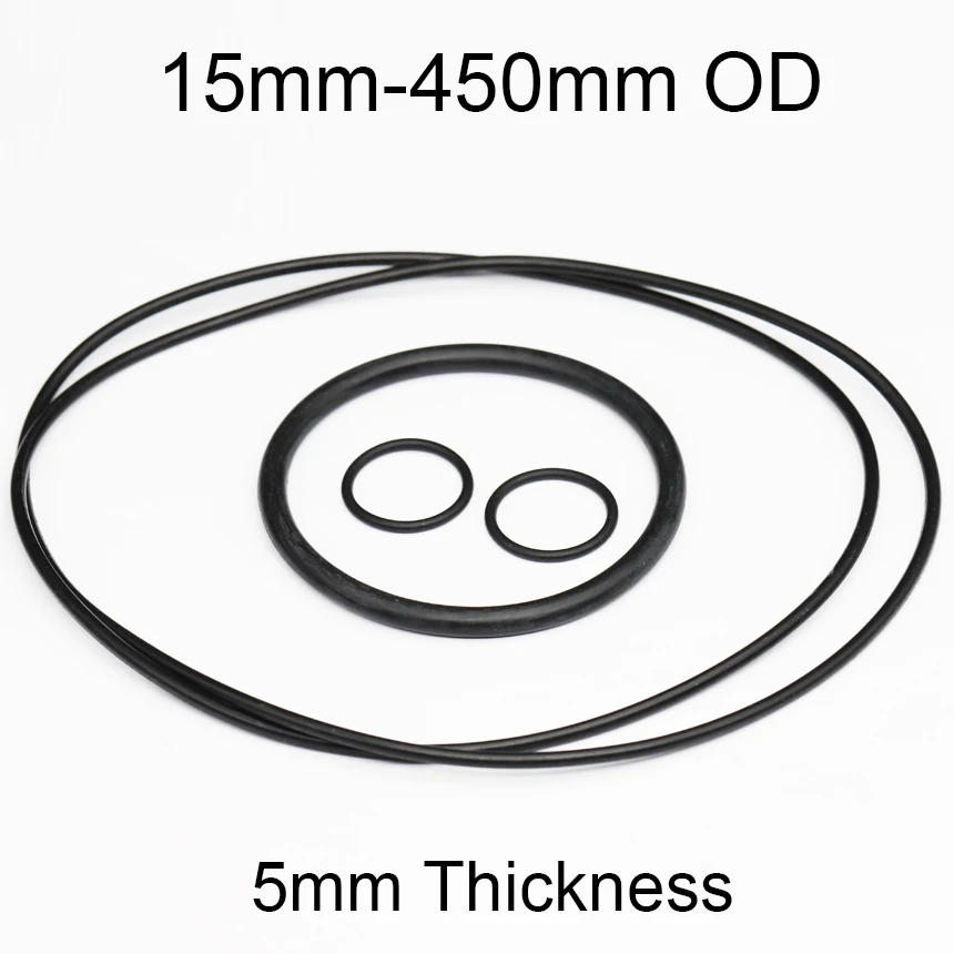 5mm Thicknees CS 15/30/70/80/150/250/350/380-450mm OD Black Nitrile Rubber NBR Joint Gasket Sealing Washer Seal O-Ring O Ring