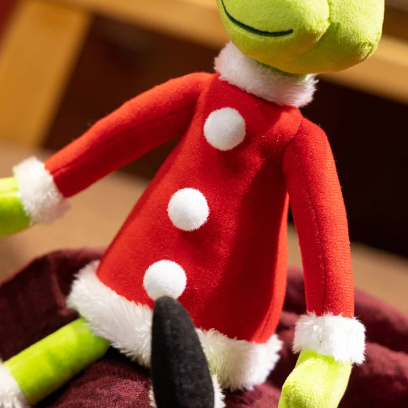 36cm Spezielles Grünes Anime-Weihnachtsmonster Plüschpuppe mit Schlanker Roter Kleidung Lustige Puppe Festtagsgeschenke – Detail 6