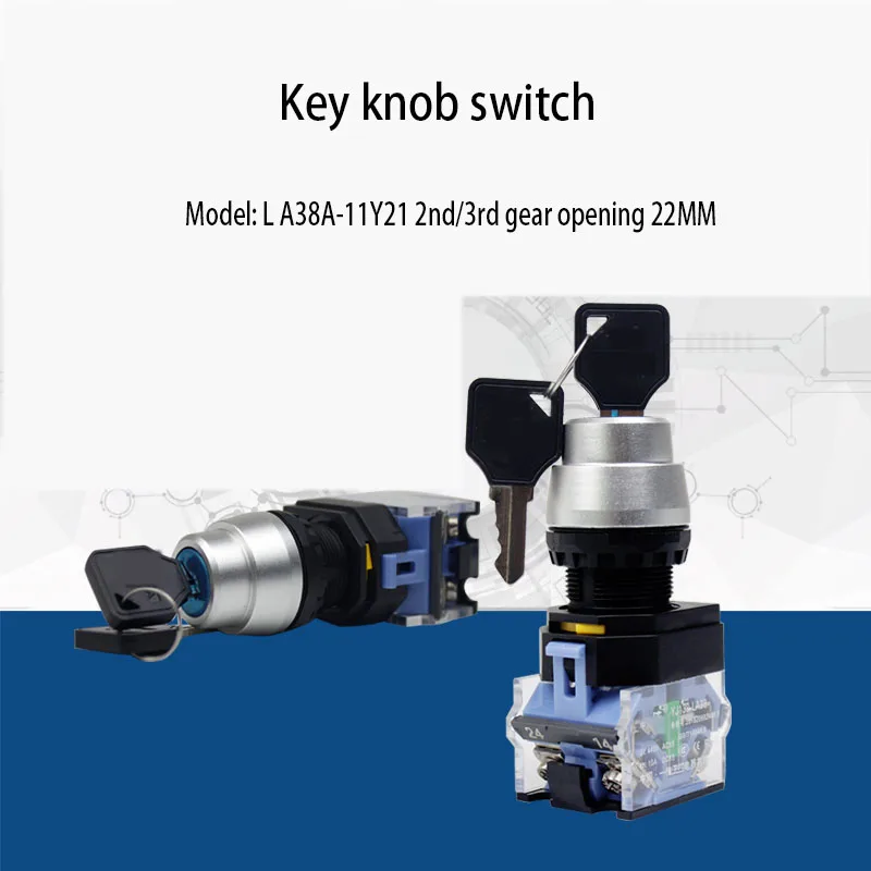 

Two/three speed key knob switch LA38-11Y/21 self-locking power conversion selection switch 22mm