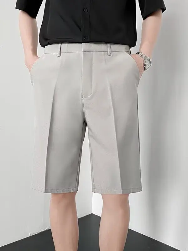 

Men's Business Casual Slim Straight Leg Short Pants Breathable Lightweight Summer Fashion Polyester Composite Fiber Shorts