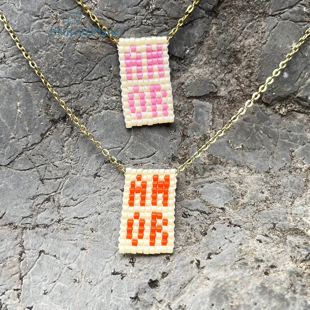 FlaneurPlanet رسالة الحب قلادة قلادة للفتيات النساء ميوكي بوهو القلائد سلسلة الفولاذ المقاوم للصدأ