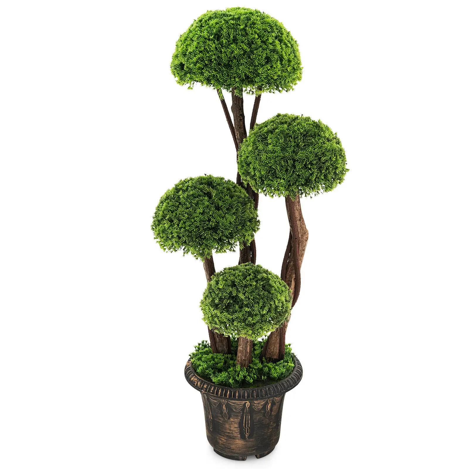 Costway 3FT Artificial Tree Fake Cedar Tree Faux Cypress Topiary Tree for Indoor Outdoor