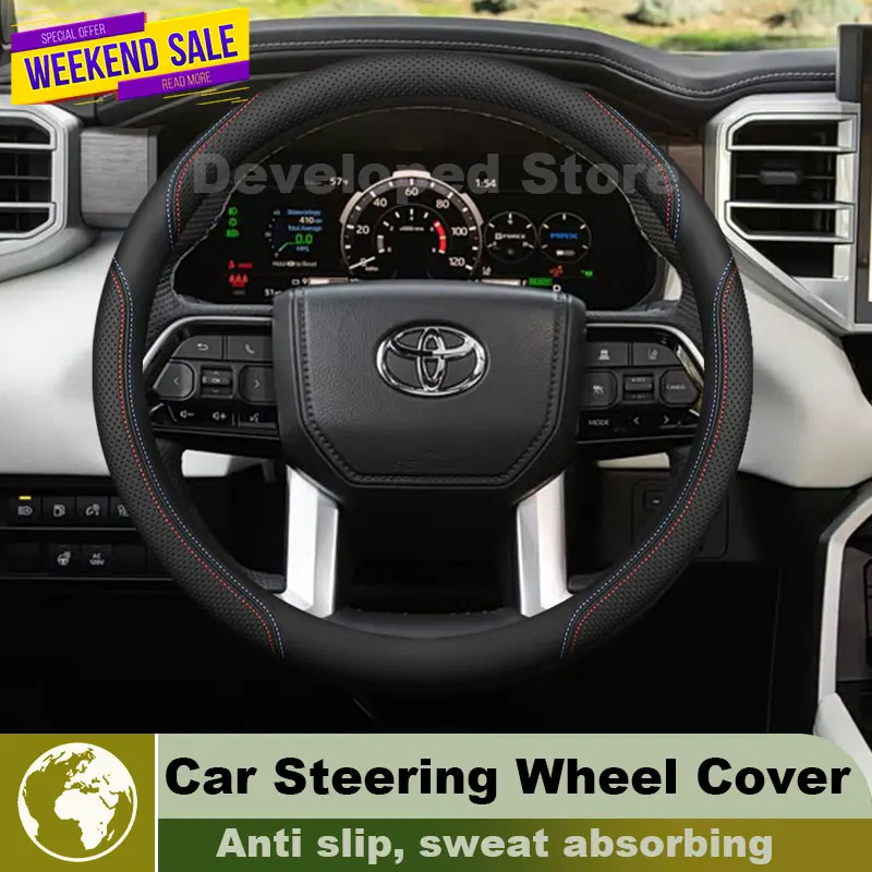 Leather Car Steering Wheel Cover For Toyota Tundra Tacoma 2026-2012 popular style Auto interior Toyota Hilux Accessories 2026