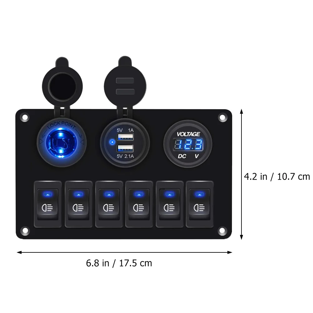 1Pcs Waterproof LED Switch Panel Sturdy Circuit Breaker Rocker Panel with Over Current Protection for Automotive Marine Use