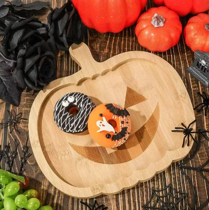 Halloween  Wooden Cheese Tray Set   Ghost Pumpkin Serving Platter  Cutting Board for Party Decor