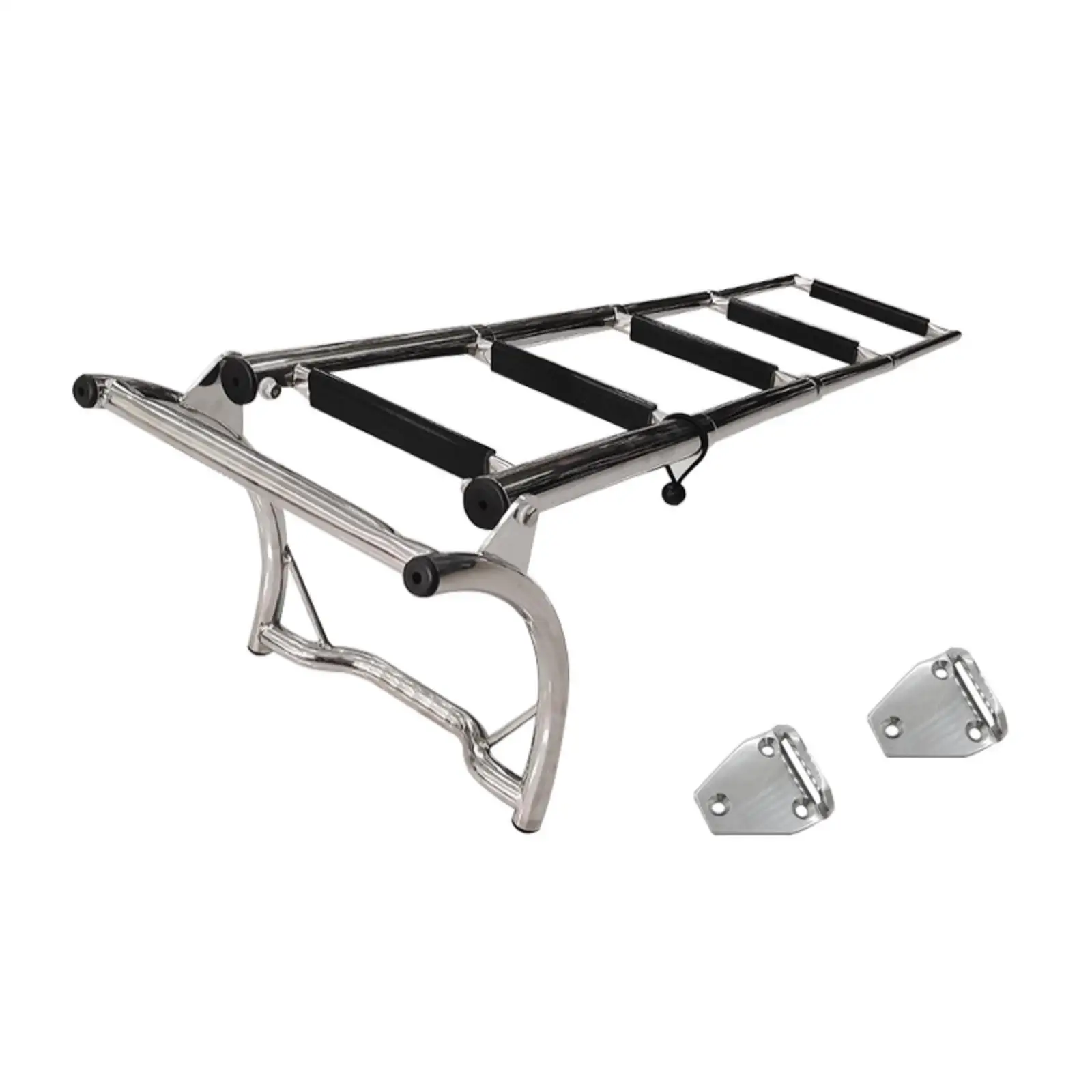 304 Stainless Steel Bent Handle Ladder Four Section Folding Boarding Ladder for Boat Yacht Marine Swim Deck