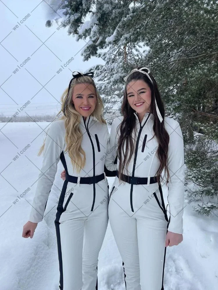 Mono de esquí de retales para mujer, ropa de manga larga, impermeable, a prueba de viento, elegante, para invierno, 2023