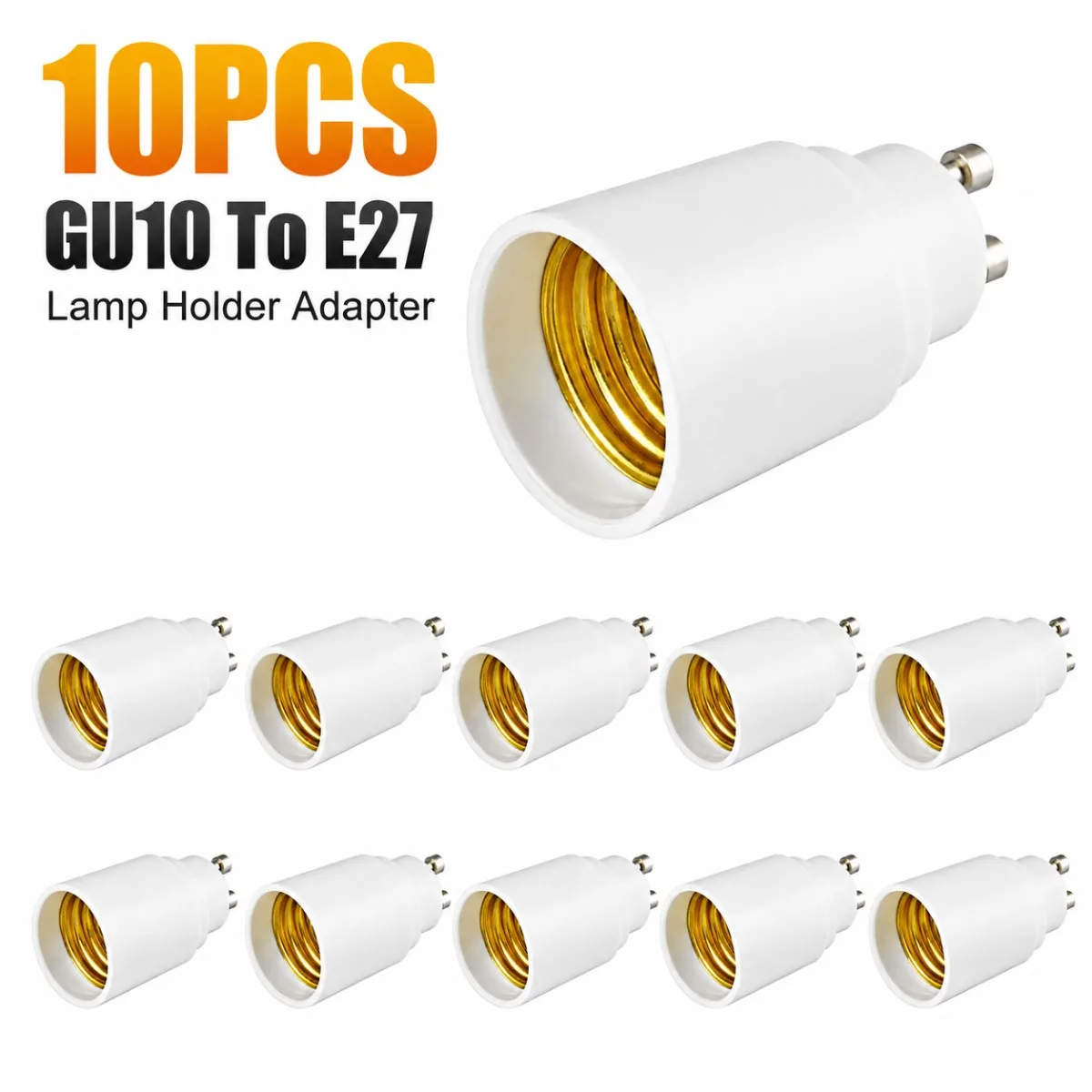 JOYINLED 10PCS GU10 to E27 Adapter, GU10 Lamp Holder Converter, Heat Resistant LED Bulb Socket Adapter for LED CFL Halogen Lamps