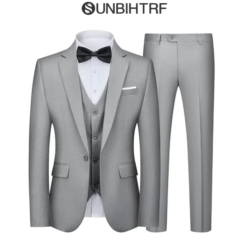 

Men's 3-Piece Slim Fit Suits Business Men's Suit Wedding 3-Piece Jacket Trousers Vest