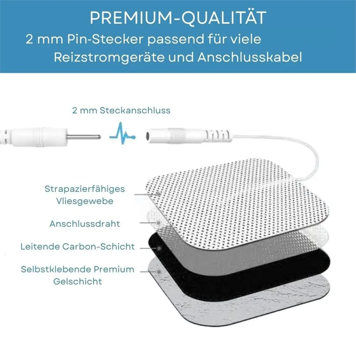 E@MB*RA*aCE^HAPPYa 20pcs Electrode Pads with 2mm Pin Connection 5 X 5 cm - Self-Adhesive, Reusable Replacement Pads for TENS & E