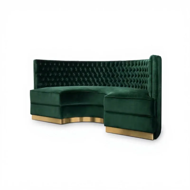 American Luxury Stainless Restaurant Cafeteria Coffee Shop Bistro Commercial Comfortable Velvet Seating Dining Sofa  Booth