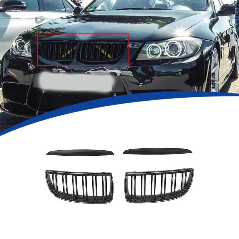 

For BMW 3 Series E90/2004-2008 Pre-LCI Twin-Slat Gloss Black Front Grille Racing Grills Body Kit ABS Direct Replacement