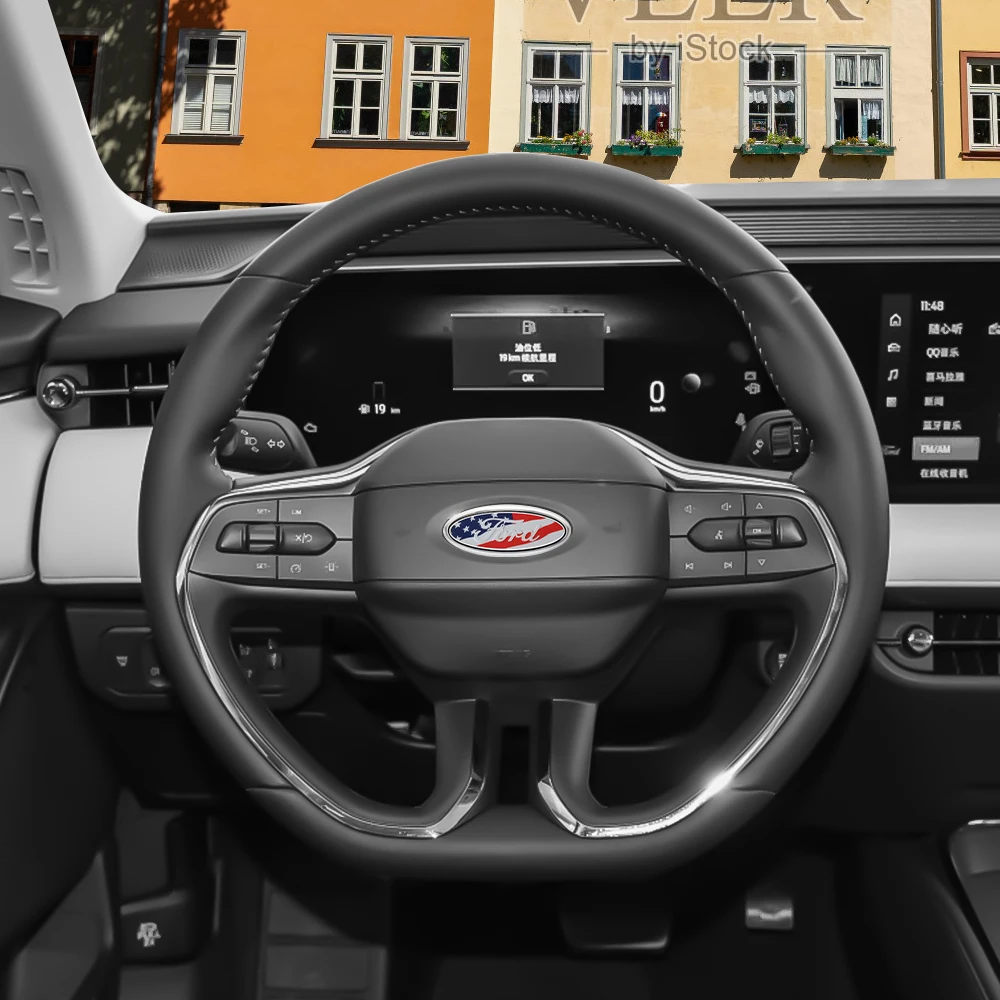 Car Styling Steering Wheel Center Emblem Sticker Center Cover For Ford Fiesta Mondeo Explorer Escape Shelby Fusion Mk5 Mk7 Kuga view 5
