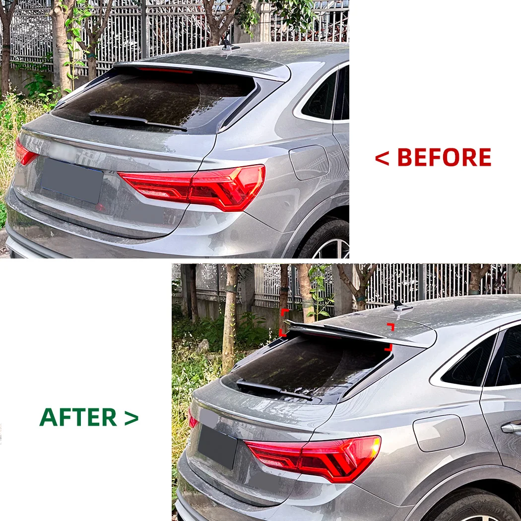 For Audi Q3 F3 Sportback 2019+ Rear Trunk Mid Wing Spoilers Car Automotive Part ABS Plastic Roof Wing Rear Trunk Spoiler