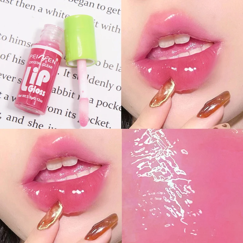 Bálsamo hidratante para brilho labial, óleo de geléia de cristal, não pegajoso, sexy rechonchudo, batom labial vermelho, maquiagem, ferramentas para cuidar dos lábios