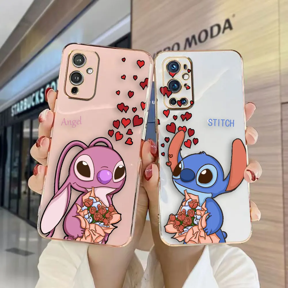 

Love Couple Stitch Angel Cover Smooth E-TPU Phone Case Oneplus 8 8T 9 NORD CE 2 3 MOTO G8 G9 G22 G30 G52 G60 G Stylus Case Funda