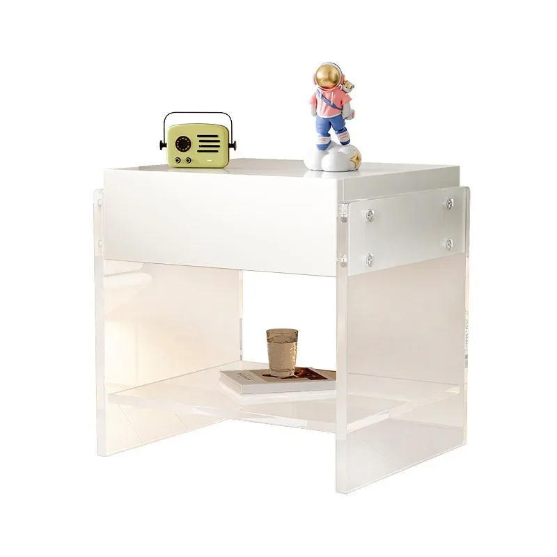 Acrylic bedside table Internet celebrity transparent suspension minimalist storage cabinet, bedroom storage bedside table
