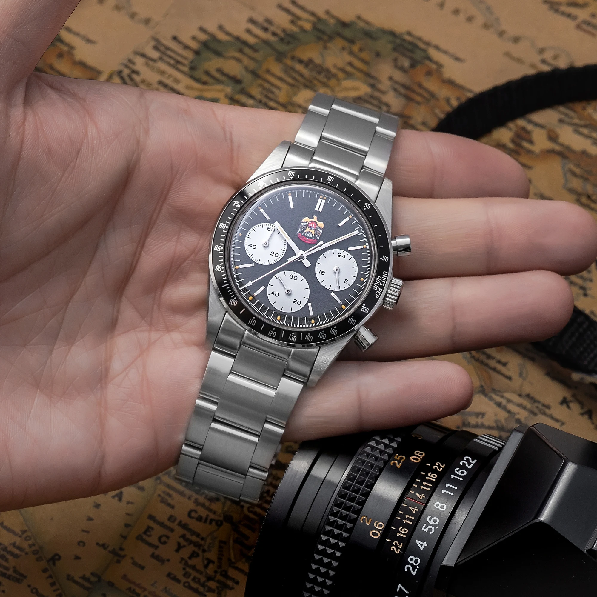 THORN Men Chronograph Watch 37MM Quartz Wristwatch 50M Waterproof Sapphire Middle East Dial VK63 Aluminium Bezel