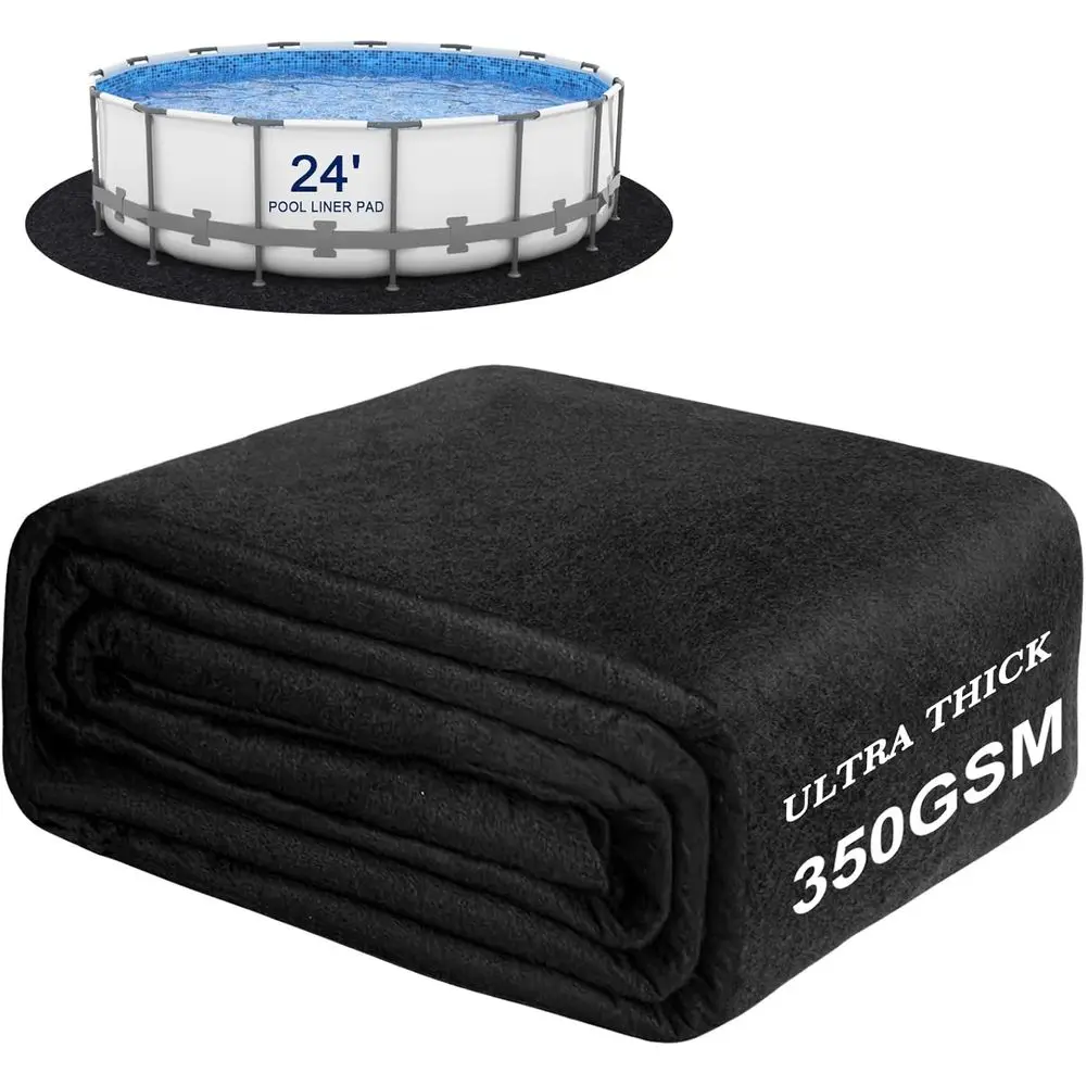 Thicker Pool Liner Pad for Above Ground Pools, 24ft Round Under Pool Padding, Durable Geotextile, Double Density Puncture Resist