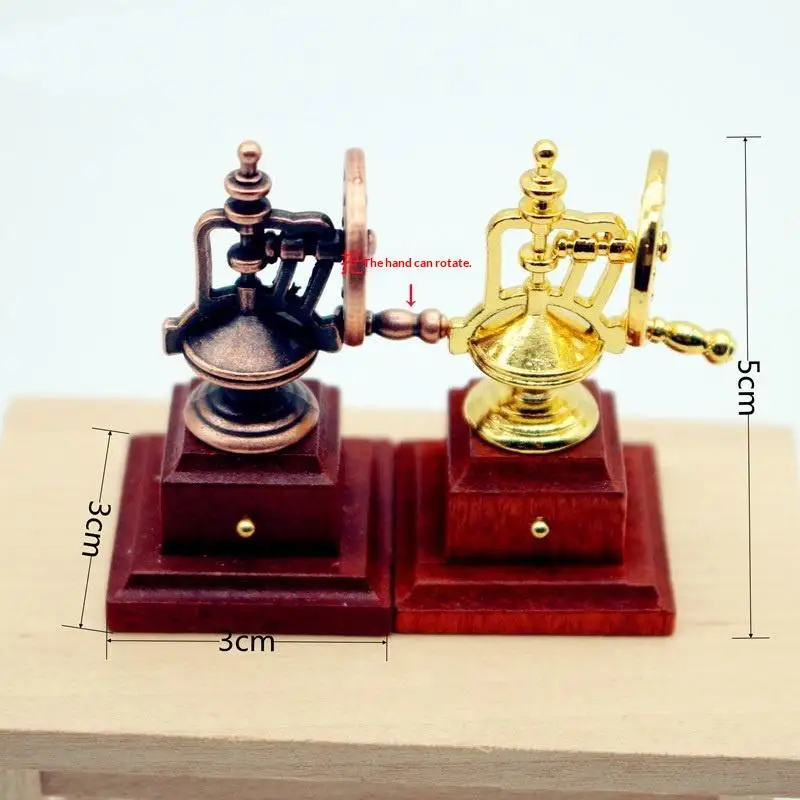 1Pcs Simulation Classic Manual Vintage Coffee Maker Emulates Life Decor 1:12 Mini Metal Coffeemaker Coffee Dollhouse Accessories