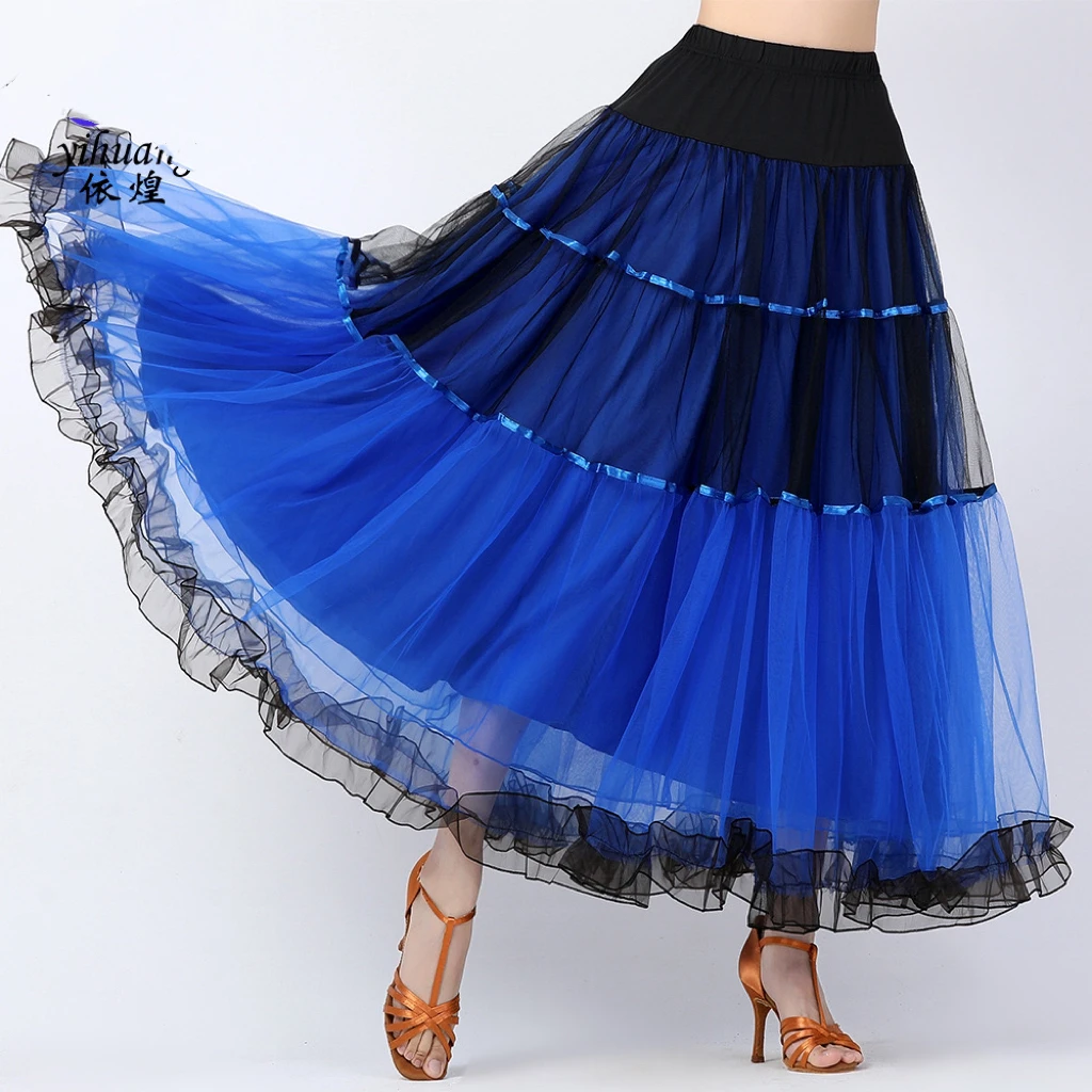 

Ballroom Dance Skirt Waltz Foxtrot Flamenco Costume Elastic Waistband Big Swing Belly Dance Costume National Standard Dance