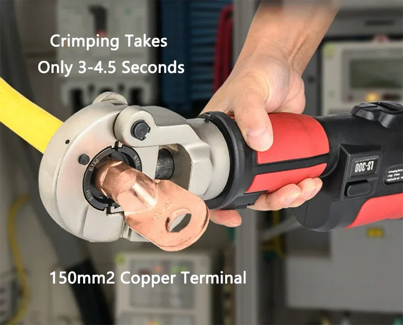 

Щипцы для обжима электрических проводов с бесщеточным двигателем LS-300, машина для обжима медных и алюминиевых клемм, портативные гидравлические обжимные клещи