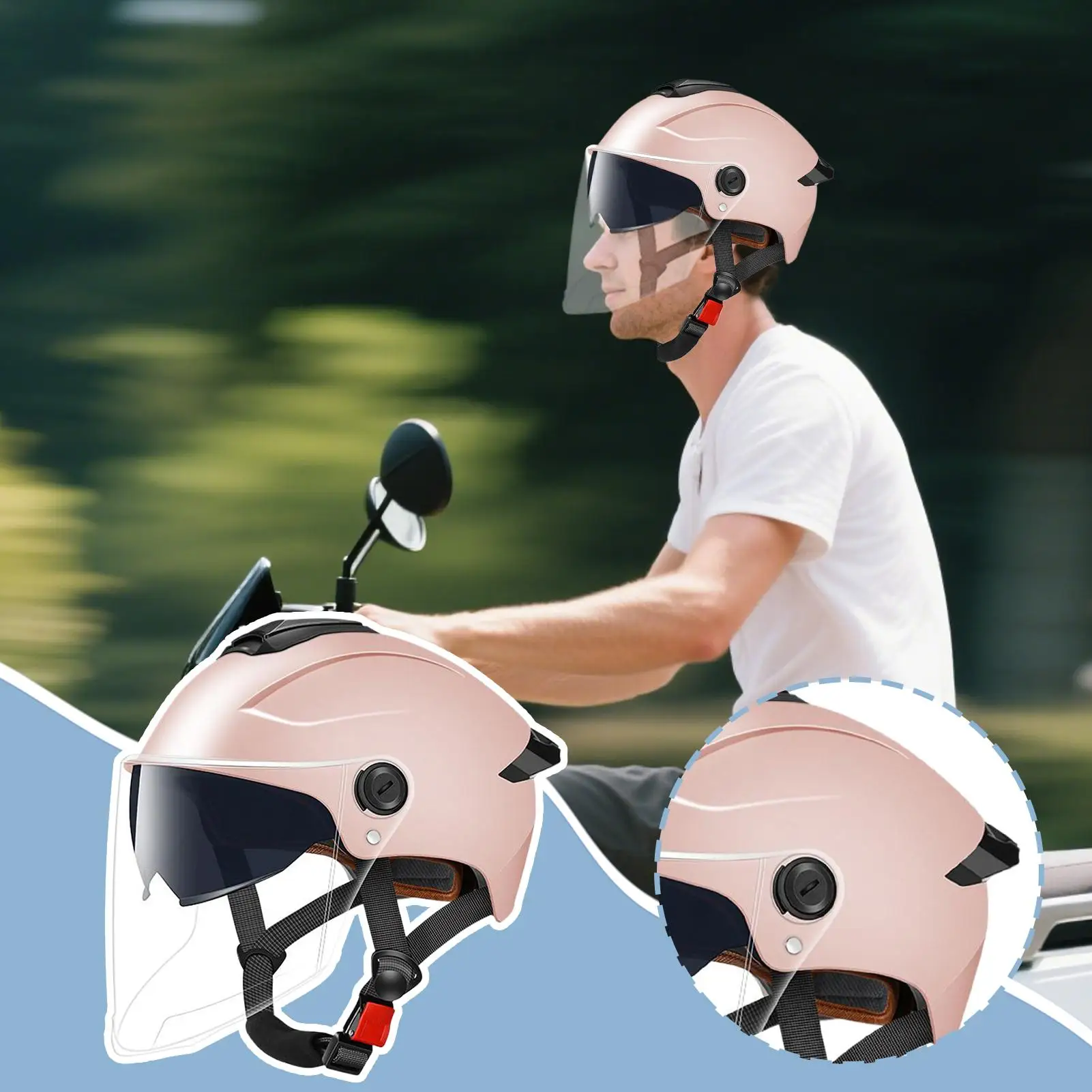 

Lightweight Motorcycle Helmet Open Face Adults Helmets Protective Gear Double Visor Breathable Headgear For Street Motorbike