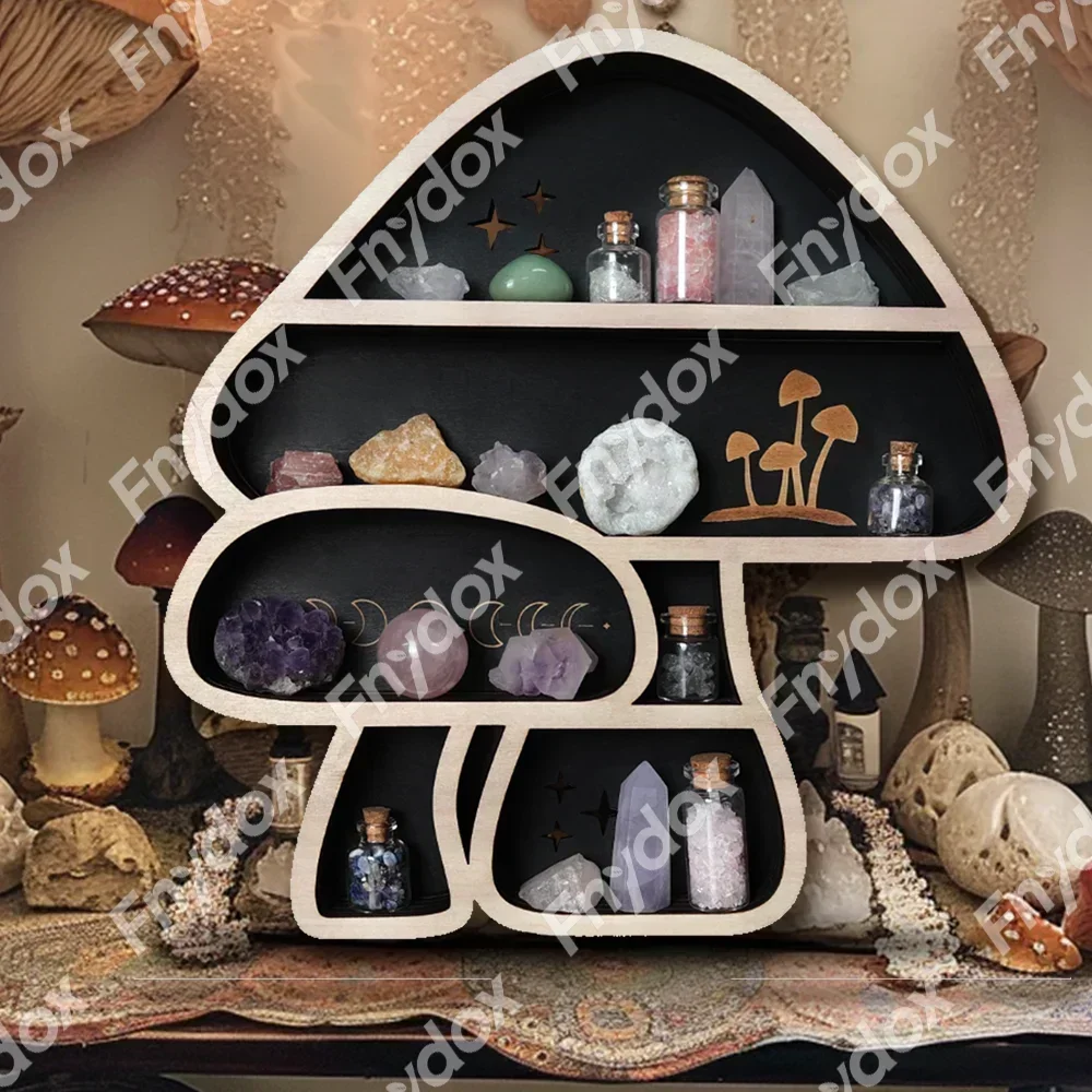 Mushroom Crystal Wall Shelf, Crystal Display Shelf, Stones & Essential Oils, Wall Mounted Floating Shelves, Gothic Home Decor
