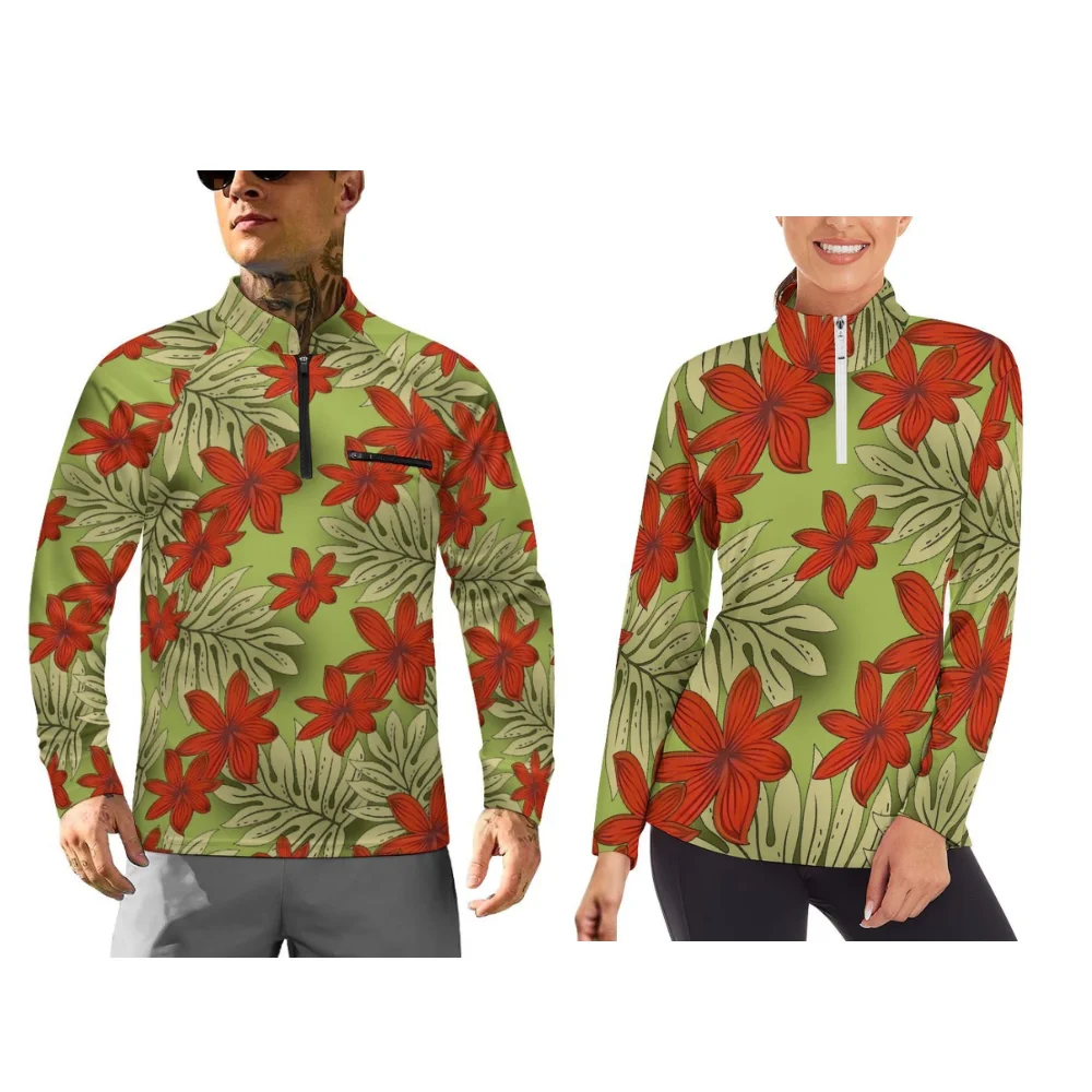 Polynesian-Style Printed Long-Sleeved Sportswear For Couples Long-Sleeved Sportswear Jackets With Customizable Patterns