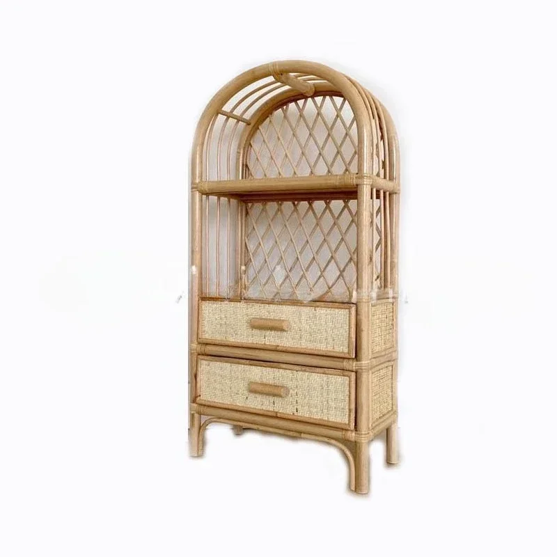 Handmade rattan rack Children's storage rack Japanese home decoration storage bookcase Multi-layer storage rack