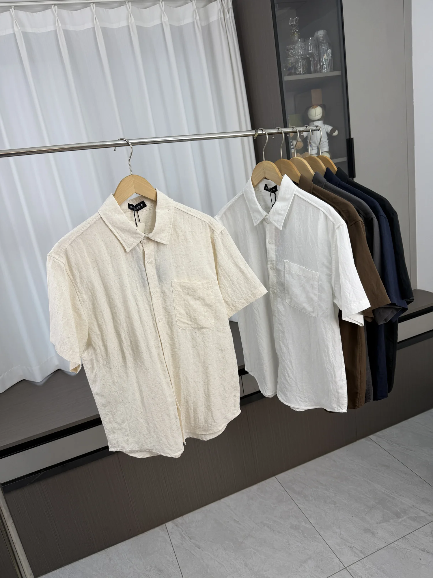 

Linen Casual Shirt Men's Summer Comfortable Breathable Short Sleeve Turn-down Collar Fashion Urban Style Standard Fit Pure Color