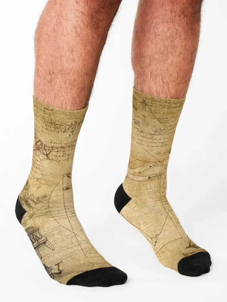 Leonardo da Vinci The Vitruvian Man (edited) Socks Hiking boots winter snow funny sock Men Socks Luxury Brand Women's