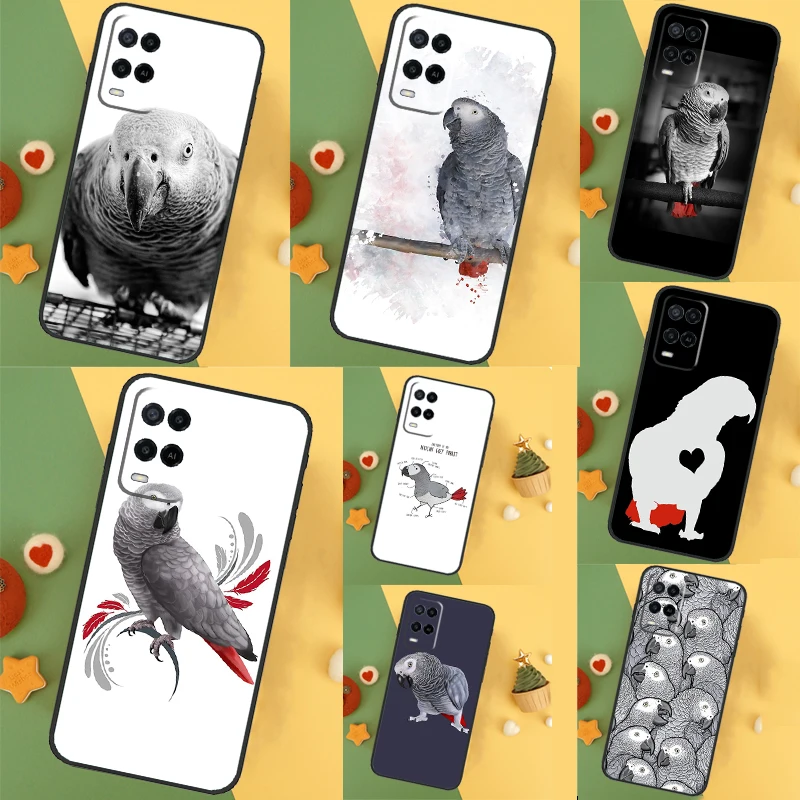 African Grey Parrot For OPPO A74 A94 A17 A16 A15 A79 A58 A78 A98 A77 A5 A9 A96 A76 A52 A72 A57S A54S A53S Case