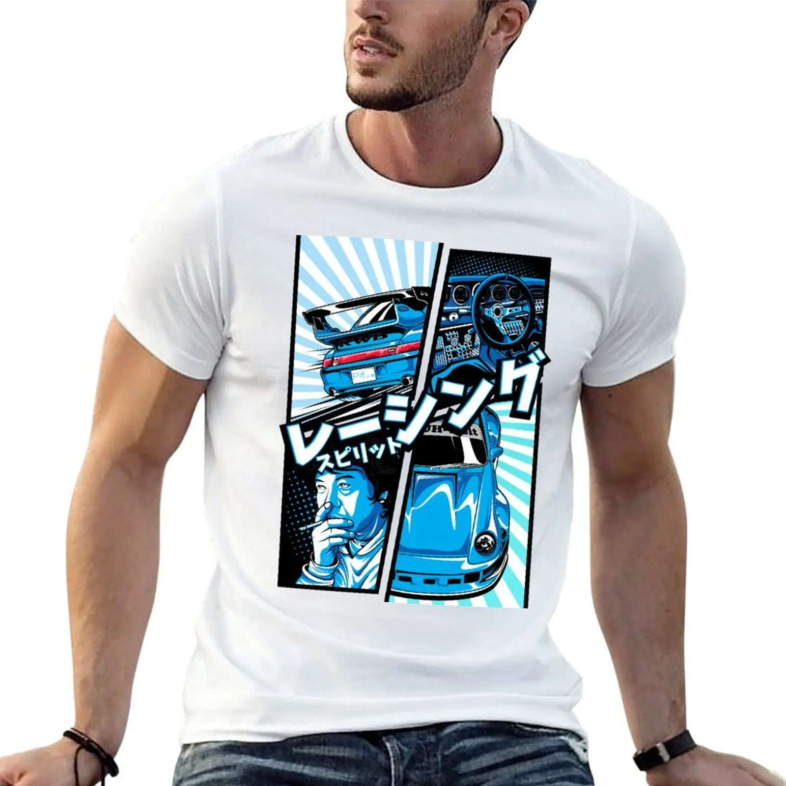 RWB 993 Manga style T-Shirt mens graphic t shirts t shirt man plain t shirts for man graphic funny T-shirt