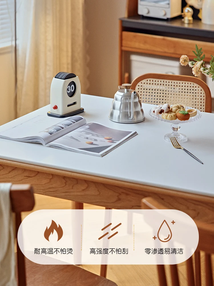 Nordic solid wood slate retractable Japanese cream log style simple folding dining table