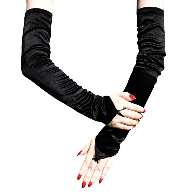 1 Pair 50CM Women Long Gloves Elbow Fingerless Glove Lady Mitten Dress Accessories Sexy Dress Party Gloves Elastic Retro Gloves